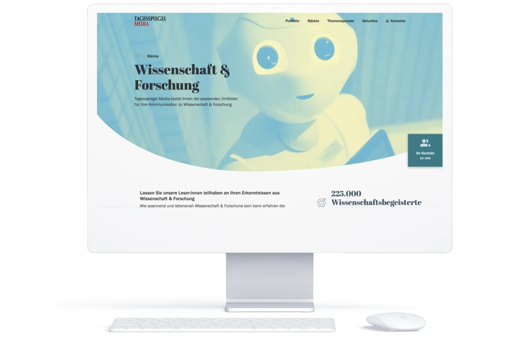 Ansicht der Tagesspiegel-Media Website auf einem Desktop Display