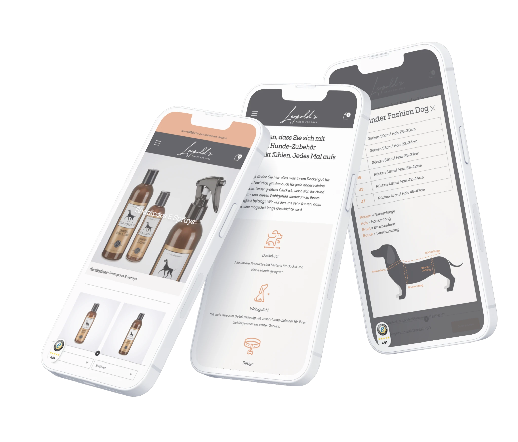 Leopolds Finest for Dogs Webdesign Mockup mobil
